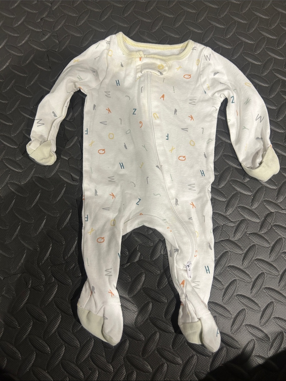Carter's White Footed One-Piece with Multi-Color Letter Print
